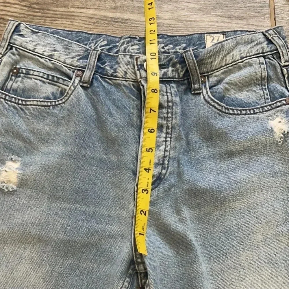 Free People Chewed Up Straight leg distressed ankle jeans Mid Rise women’s 27